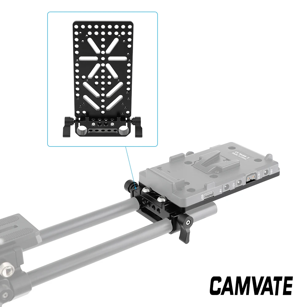 

CAMVATE Cheese Plate Battery Backboard With Standard 15mm Rail Rod Clamp & 1/4"-20 Thread Screw For DSLR Camera Battery Mounting