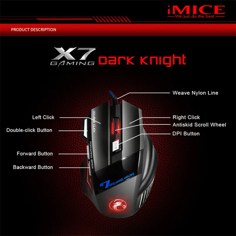 Gaming Mouse Computer Ergonomic Mouse Wired Game Mice 5500 DPI Silent Gamer Mouse Optical Backlight PC Mause 7 Button For Laptop