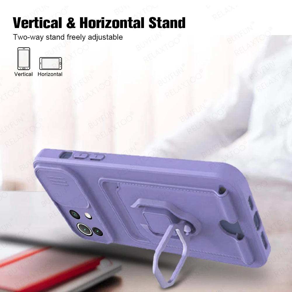 Защитный чехол для объектива камеры слайда для Xiaomi Mi 11 Lite, чехол-бумажник с отделением для карт для Xiomi 11 Lite, зеркальное магнитное кольцо, чех...