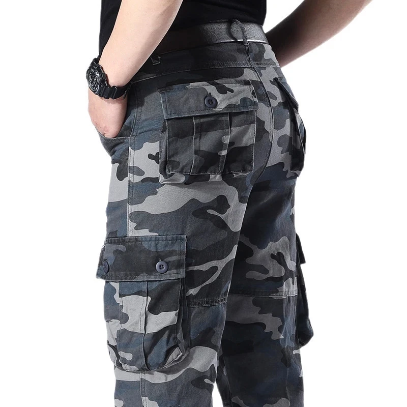 Men's Spring Baggy Cargo Pants Work Overalls Tactical Multi-Pocket Casual Cotton Pants Male Army Straight Slacks Long Trousers view 4