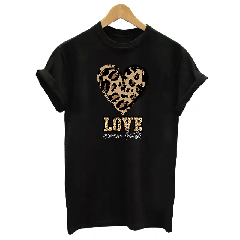 Leopard Love Iron On Patch On Clothing DIY Washable Girl T-Shirt Hoodies Thermal Stickers Love Never Fails Patch Appliqued Decor