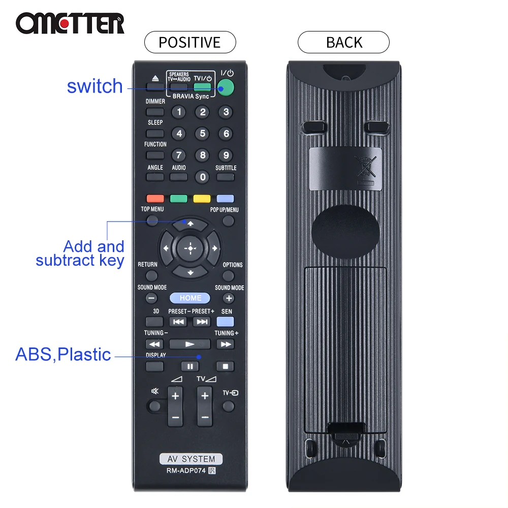 Controle Remoto Home Theater System, Adequado para Sony RM-ADP074, RM-ADP072, BDV-E290, BDV-N990W, BDV-E190, HBD-N990W,