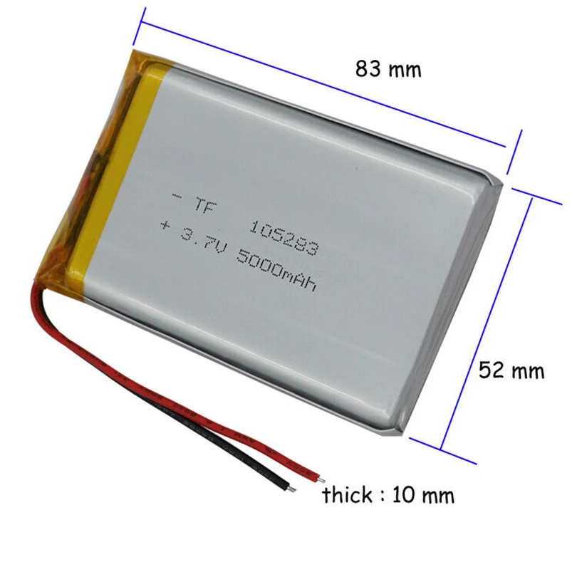 3,7 V 5000 mAh 18,5 Wh 105283   Bateria litowo-polimerowa Li Lipo do Power Bank PAD MID Przyrząd pomiarowy DVD Laptop Tablet PC