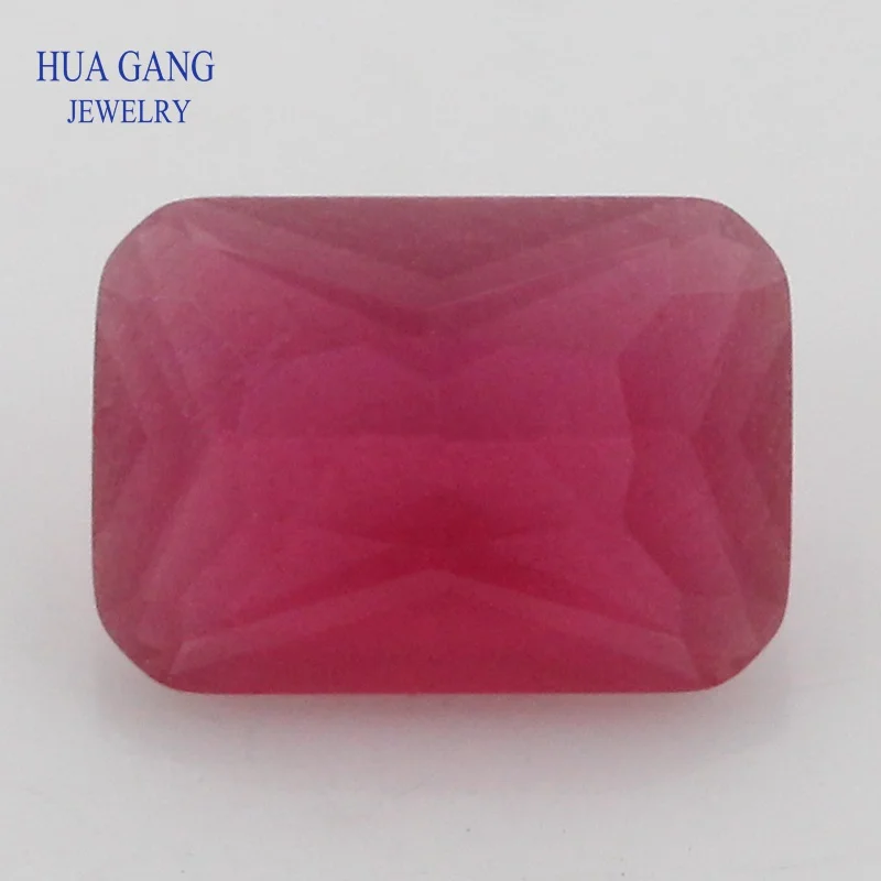 Glass Beads 5# Rose Red Matte Bottom Baguette Octangle Shape Cut Loose Synthetic Gems For Jewelry Size 4x6~10x14m