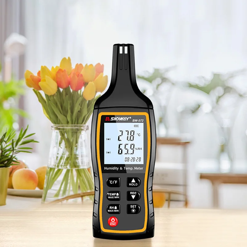SNDWAY SW-572digital LCD อุณหภูมิและความชื้นในร่มอุณหภูมิและความชื้น Meter Tester การตรวจสอบสภาพอากาศ