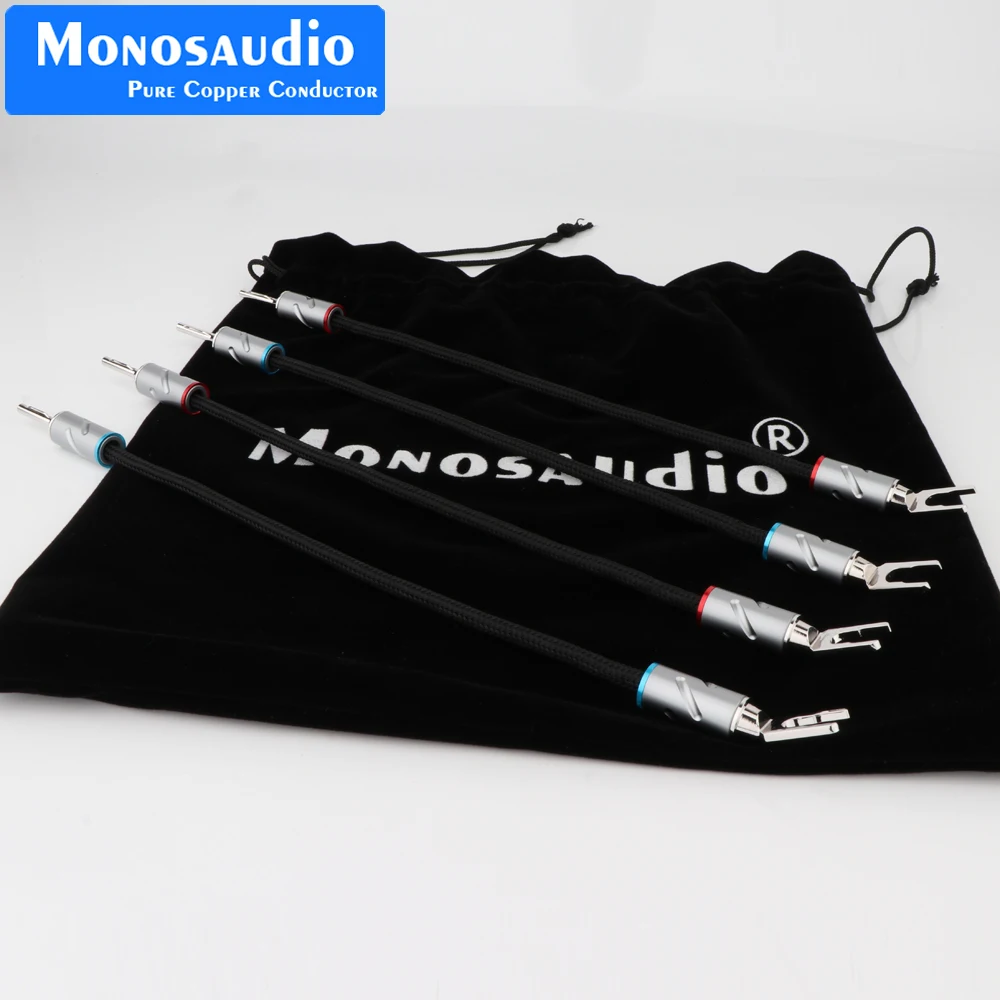 Monosaudio Eclipse series Pure Silver speaker jumper cable hi-end silver bridge wire with Y spade to Y spade connector plug