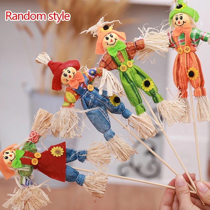 Small Autumn Fall Harvest Scarecrow Decoration For Garden Home Yard Thanksgiving Halloween Decoration Party Supplies 1PCS