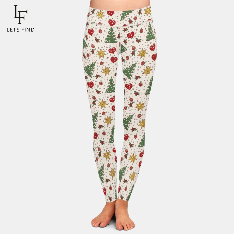 LETSFIND New Arrival Winter Woman Christmas Series Printing Leggings Fashion Elegant High Waist Woman Fitness Warm Leggings