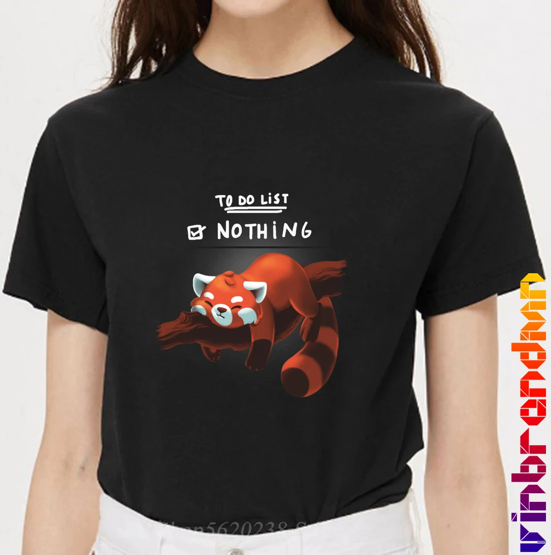 Parody Fashion summer Red panda To Do List Nothing T shirt Women Funny Kawaii Panda T-shirt Camiseta Mujer Cute Racoon Tshirt