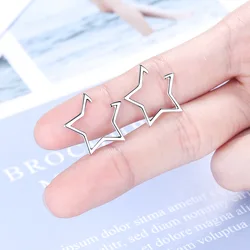 Star Fake Hoops Non Without Piercing Clip Earrings Ear Cuff Girl Helix Cartilage Black Silver Color Women Men Earrings Clip On