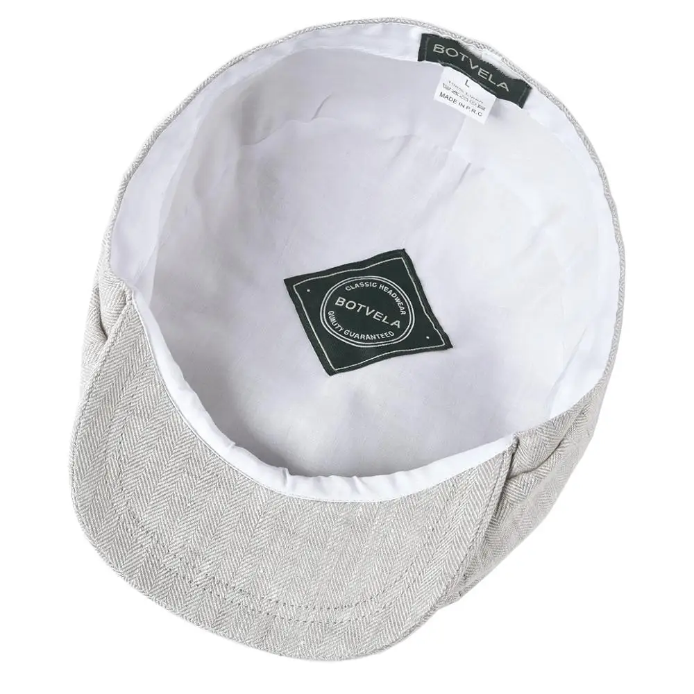BOTVELA Herringbone Linen Newsboy Cap Men Summer Women Bakerboy Caps Breathable Flat Hat Apple Beret Hats 007