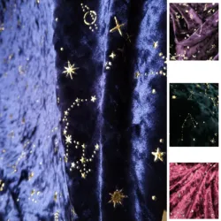 Fantastic Moon Star Sky Soft Velvet Fabric Solid Gilding Sewing DIY Handmade Bag Women Dress Material 3D Bronzing Texture Telas