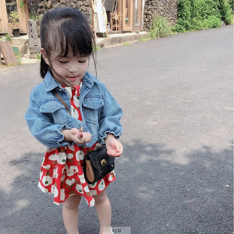 

2020 new girl baby spring autumn clothing set denim jacket printed dress girls kids fashion casual suits