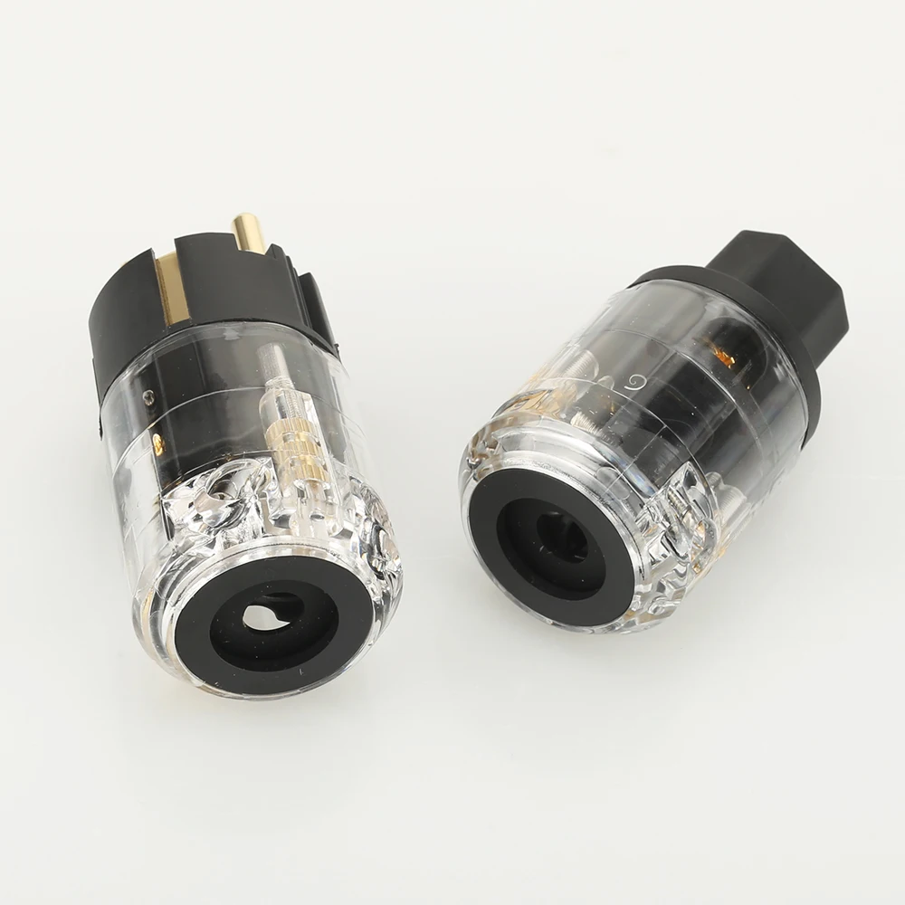 Pair Gold plated HiFi  P-029E/C-029 EU Standard Power Plug IEC connector for audio power cable