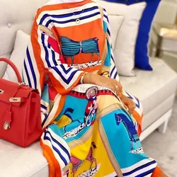 2021 Kuwait Fashion Blogger Recommend Popular printed Silk Kaftan Maxi African dresses summer beach Bohemian caftan swimwear