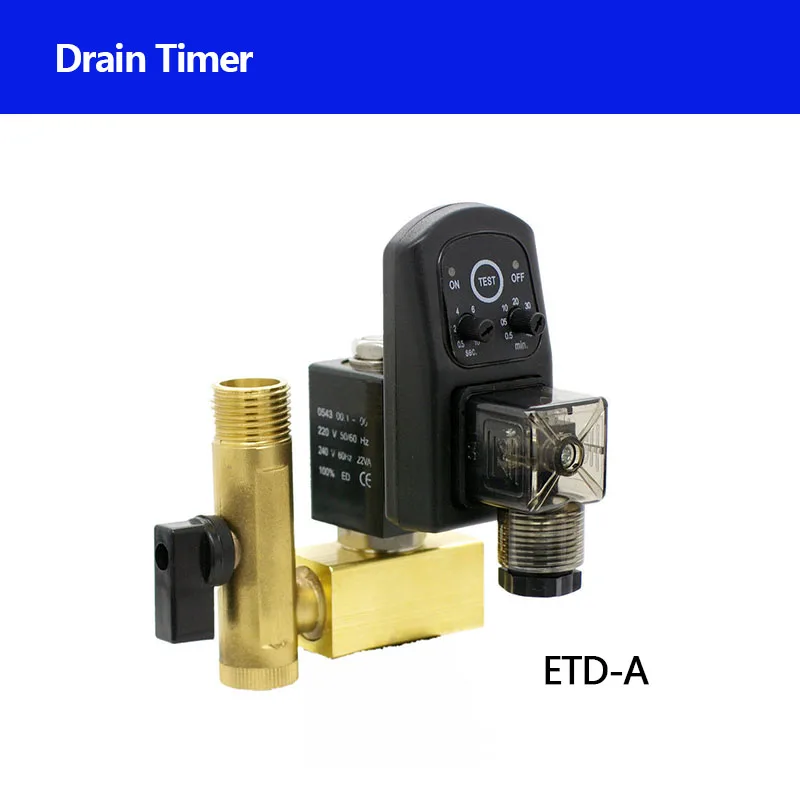 

ETD-A ETD-B 1/2'' Orifice 3mm Electric Drain Timersolenoid Valve 2 Way Water Valve Air Compressor Automatic Valve