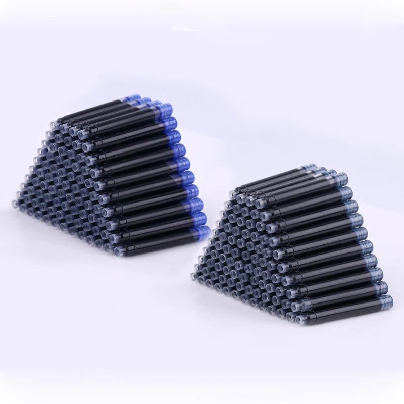 100pcs Fountain Pen Ink Cartridges Black Blue 3.4mm Ink Refills Cartridges Stationery Office School Supplies