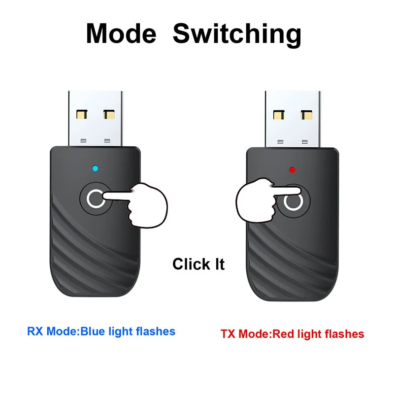 Grwibeou Wireless USB Bluetooth 5.0 Audio Transmitter Receiver 3in1 Adapter For TV PC Car USB Dongle