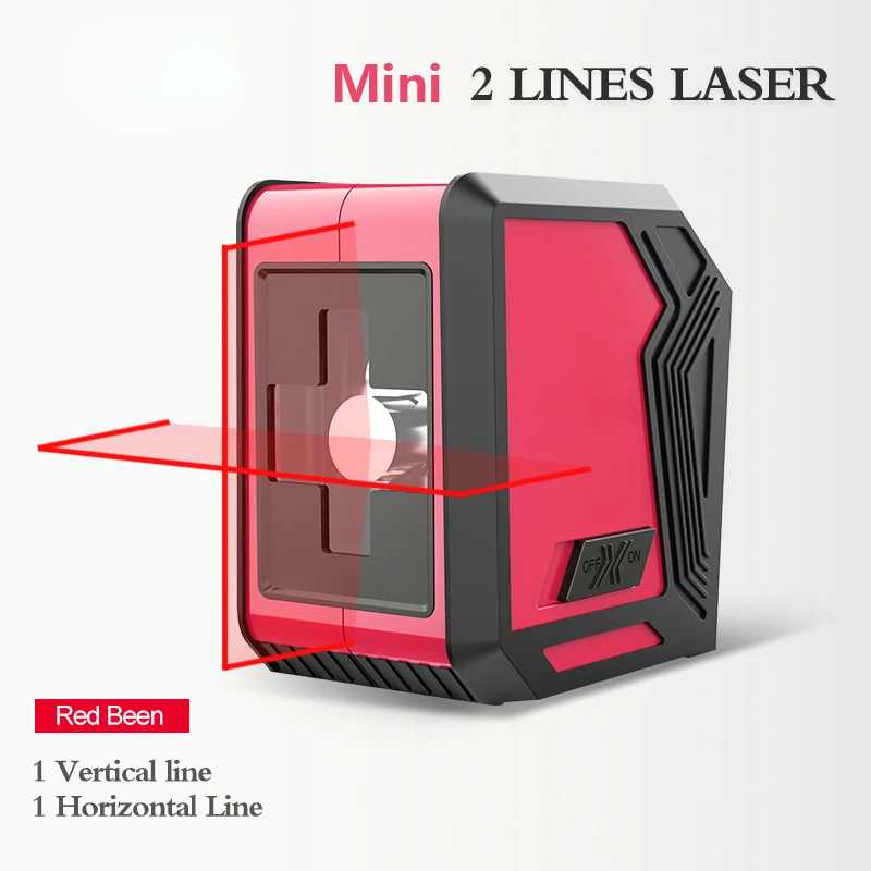 CUPBTNA Mini Handed Groen Rood Licht Automatische Roterende Laser Niveau Horizontale Verticale Cross 2 Lijn Draagbare Niveau Measure Tool