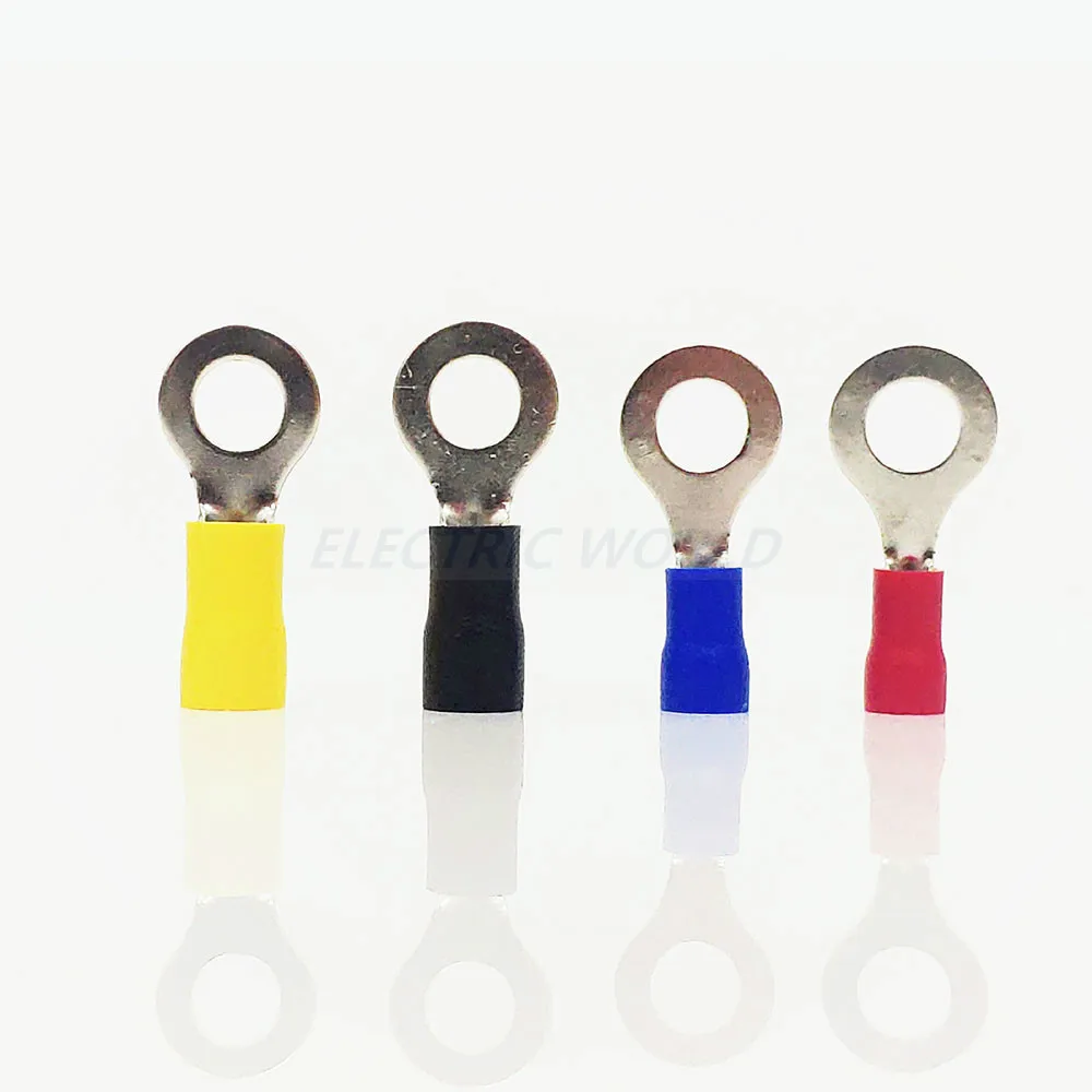 100pcs Wire connector Ring insulated terminal Insulation Terminal RV1.25-3 RV1.25-4 RV1.25-5 Wire Cable Connector wire terminal