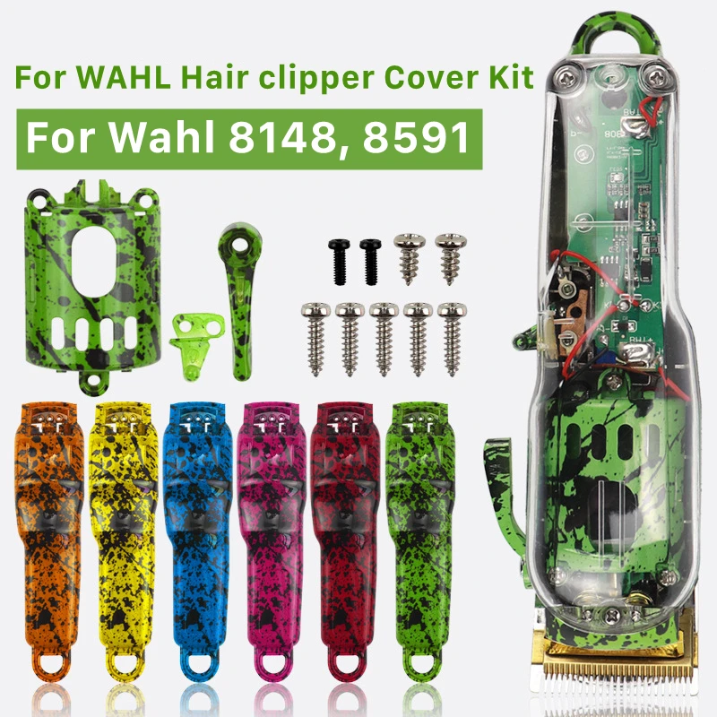 For WAHL 8148 8591 Full Set Hair Clipper Modified Shell Camouflage Inkjet Lower Cover  Transparent Upper Cover 6 Colors G0601