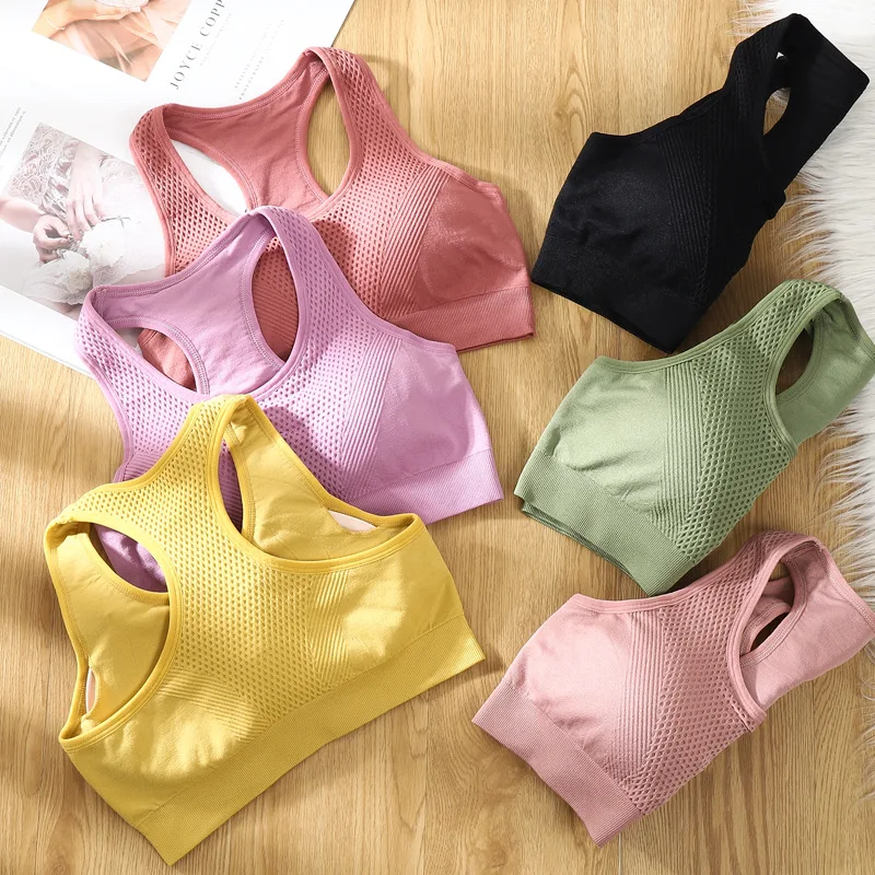 Women's Sports Bras Shockproof Ventilated Chest Pad Tube Top Camisole Yoga Gym Tops Seamless Chest Wrap Push Up Underwear bh