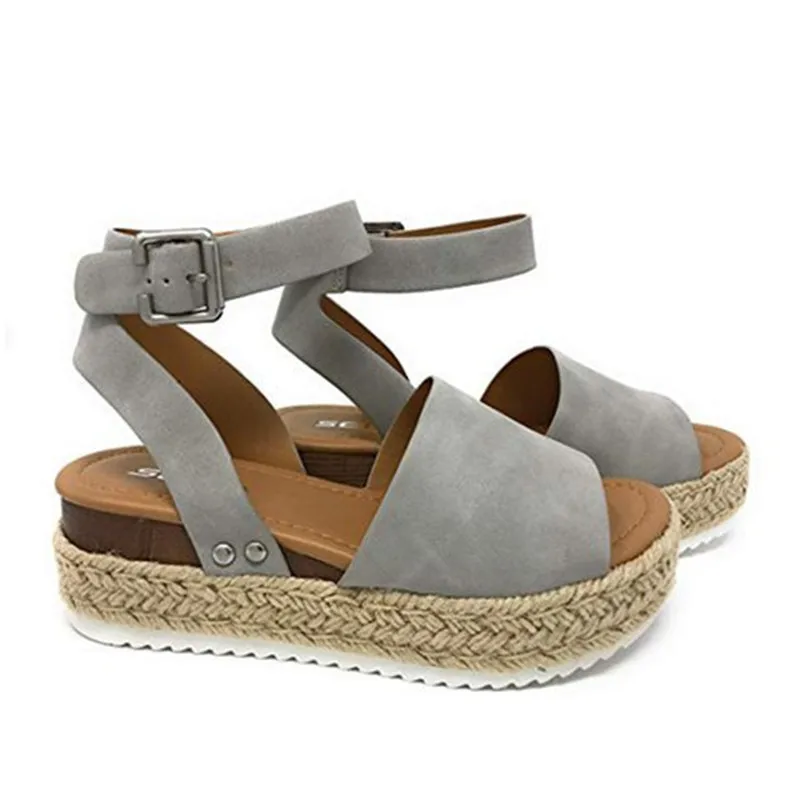 Sandalias de talla grande para mujer, zapatos de cuña, sandalias de tacón alto, zapatos de verano, sandalias de plataforma