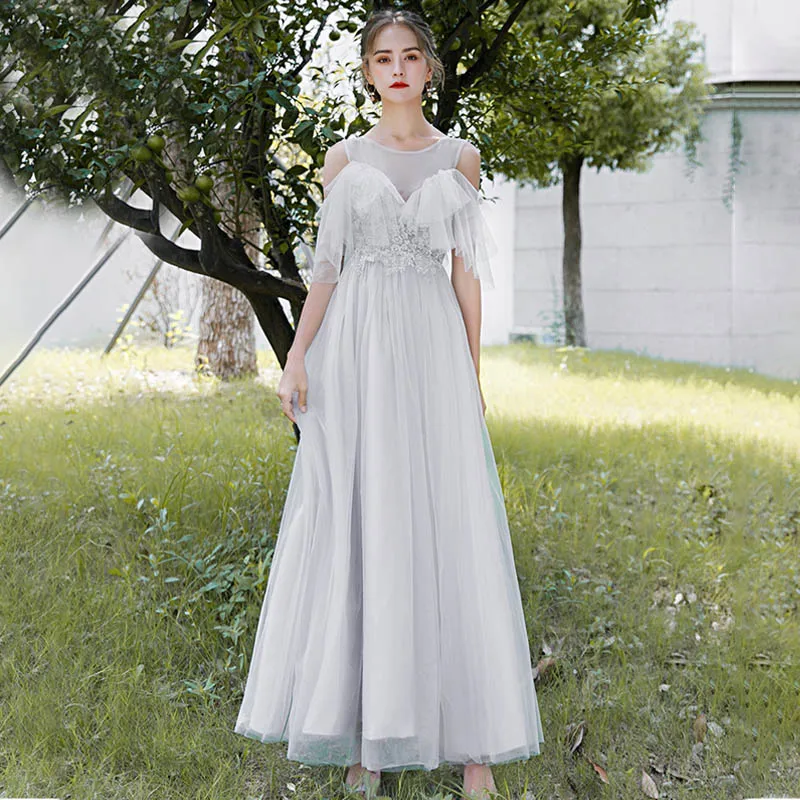 4 Styles Elegant Bridesmaid Dress A-line Ankle Length Dress Vestido de Fiesta Robe de Soiree Elegant Formal long Dress TS-1801