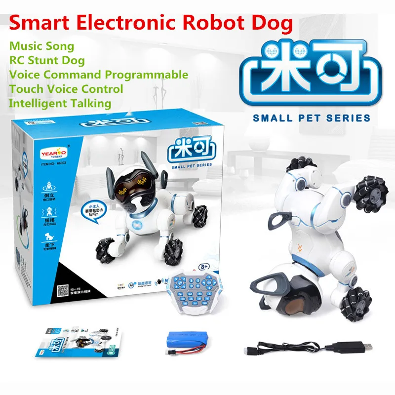 インテリジェント電子ロボット犬のおもちゃ,音声制御,インテリジェントな会話,音楽の歌,rcスタント,アップグレード,新しい