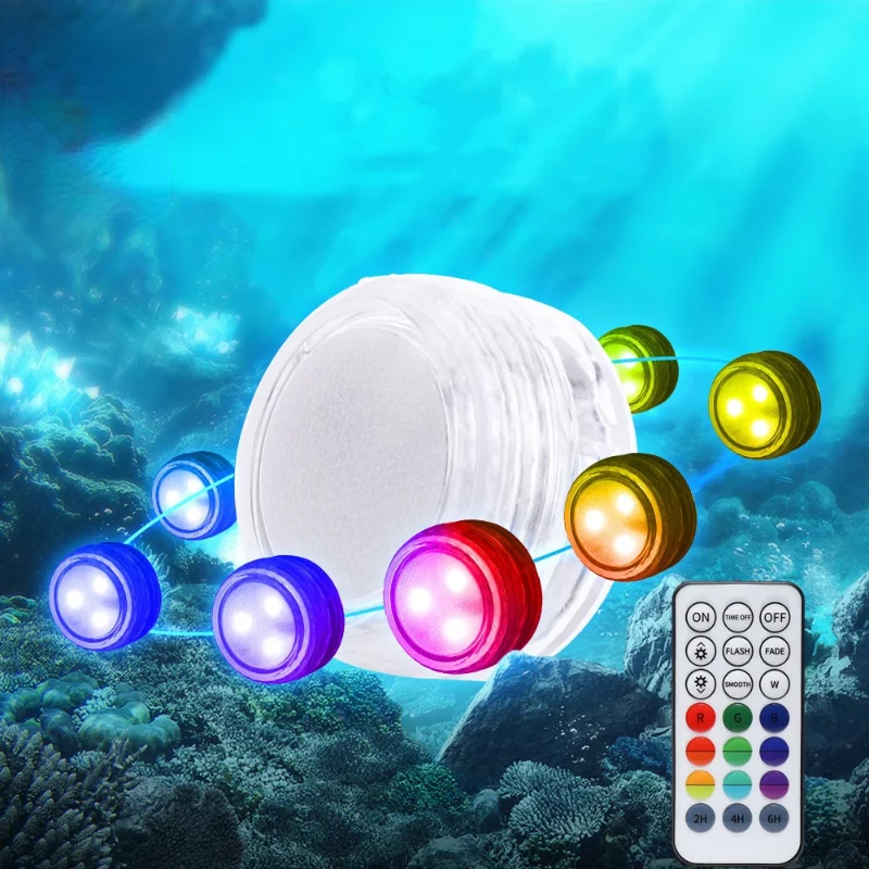 2021 New 6PCS/12PCS Led Remote Controlled RGB Underwater Night Lamp Diving Light Garden Party Decoration Swimming Pool Lights