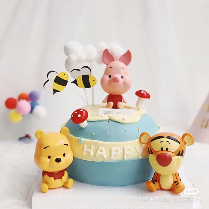 Disney Cute Cartoon Birthday Cake Topper Decoration Winnie the Pooh Pig Tigger Birthday for Party Supplies Boy Girl Love Gifts