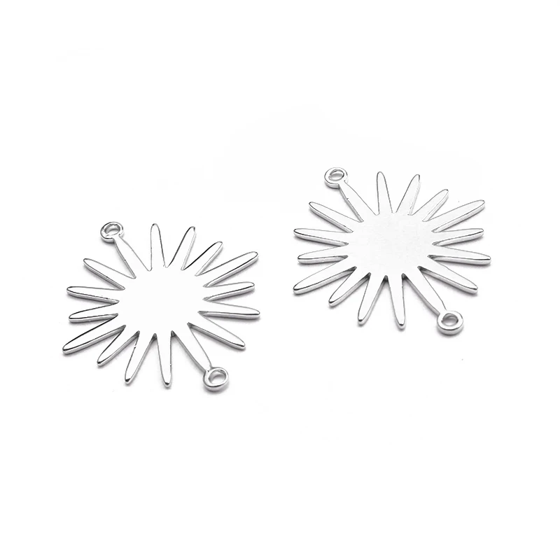 20pcs Plated Silver Charms Sun Flower Pendant Connector Raw Brass For Jewelry Bracelet Hyperbole Earring Making Findings