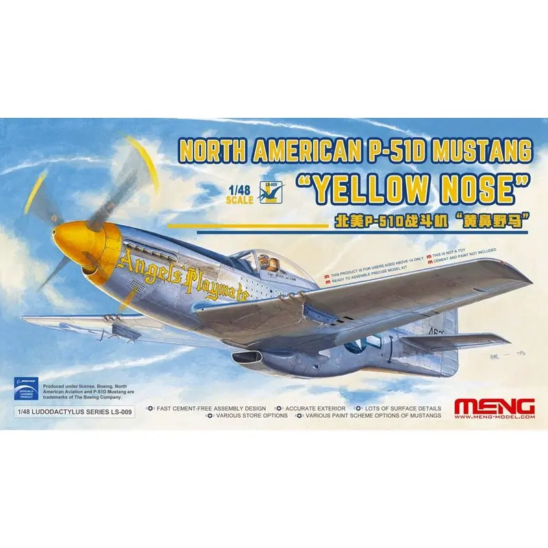 

Meng Model LS-009 1/48 North American P-51D Mustang Fighter “Yellow Nose” - Scale Model Kit