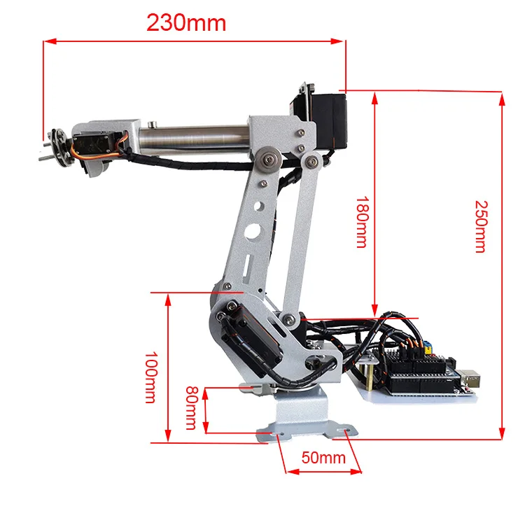 Assembled 6 Axis Robot Arm Robotic Arm with 6pcs High Torque Servos Mechanical Control for Arduino DIY Project