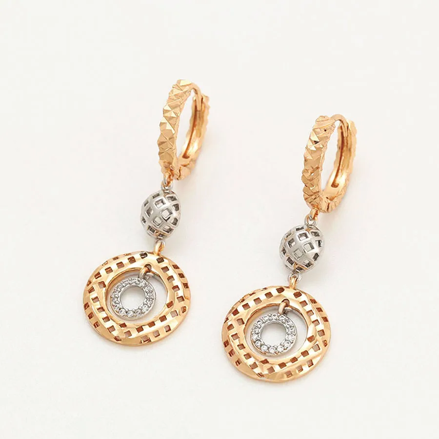 MxGxFam  mix White Gold Color Drop Round Earrings Women Europe Style High quality AAA+ Zircon
