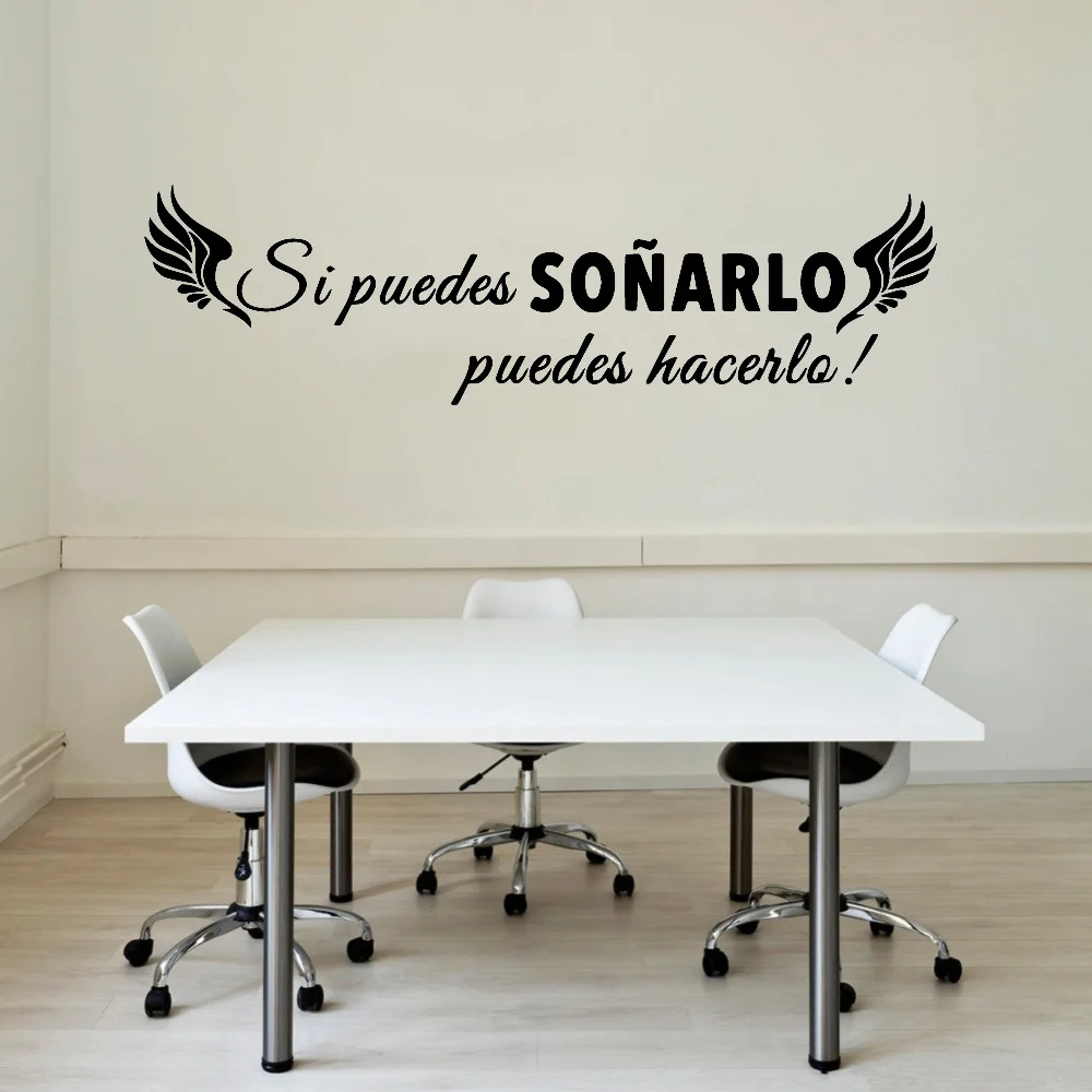 Calcomanías de pared con citas en español, si puedes sueña, puedes hacerlo, frases motivacionales, pegatinas de vinilo para decoración del hogar y sala de estar Y523