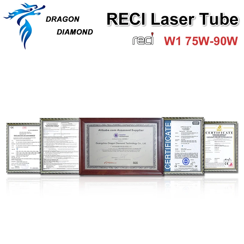 Original Reci W1 75-90W CO2 Laser Tube Dia.80mm Length 1100mm Wooden Case Box Packing for CO2 Laser Engraver Cutting Machine