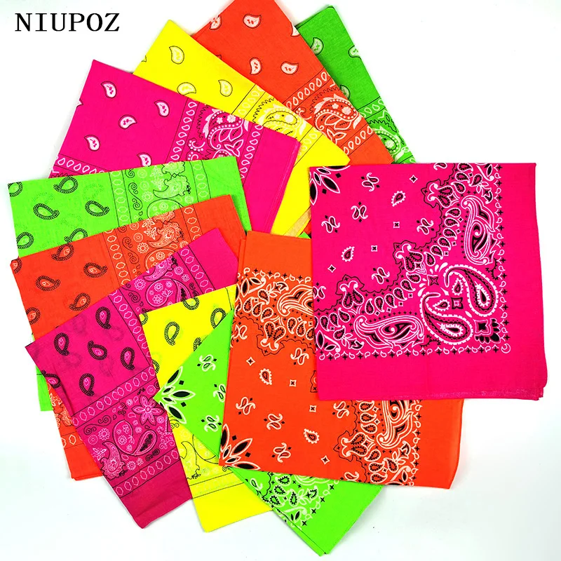 Bright Color Women Foulard Hip Hop Cotton Square Scarf Bandana Headband Scarf Cashew Gifts For Men/Boys/Girls