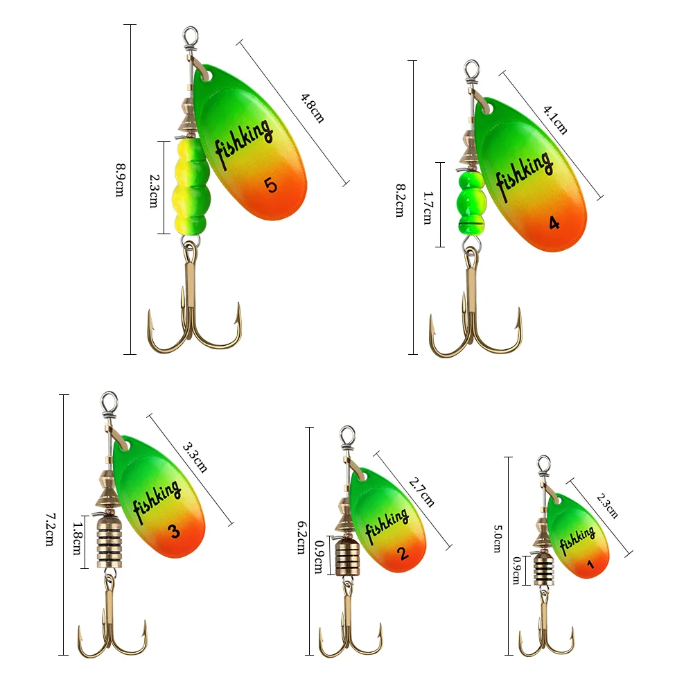 4pcs/pack Metal Fishing Lure Spinner Baits 3.9g 4.6g 7.4g 10.8g 15g Rotating Spoon Lures Spinners With Treble Hooks Pike Baits