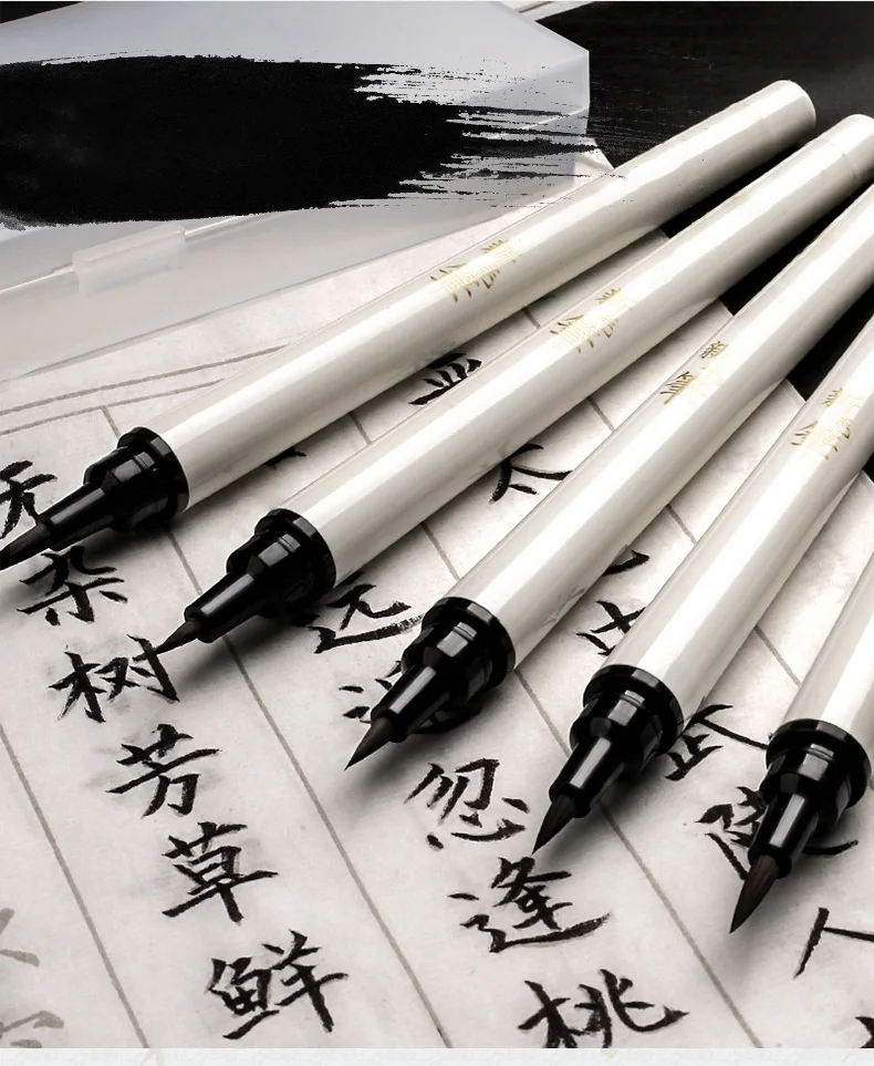 1pcs Brush small regular script new soft-haired pen-style calligraphy portable soft art pen can add ink fine brush beginner