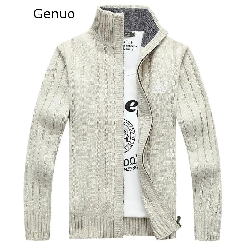 

2020 New Style Men's Cardigans Sweaters Stand Collar Leisure Men Zipper Sweater Autumn Winter Solid Color Warm Knitwear Sweater