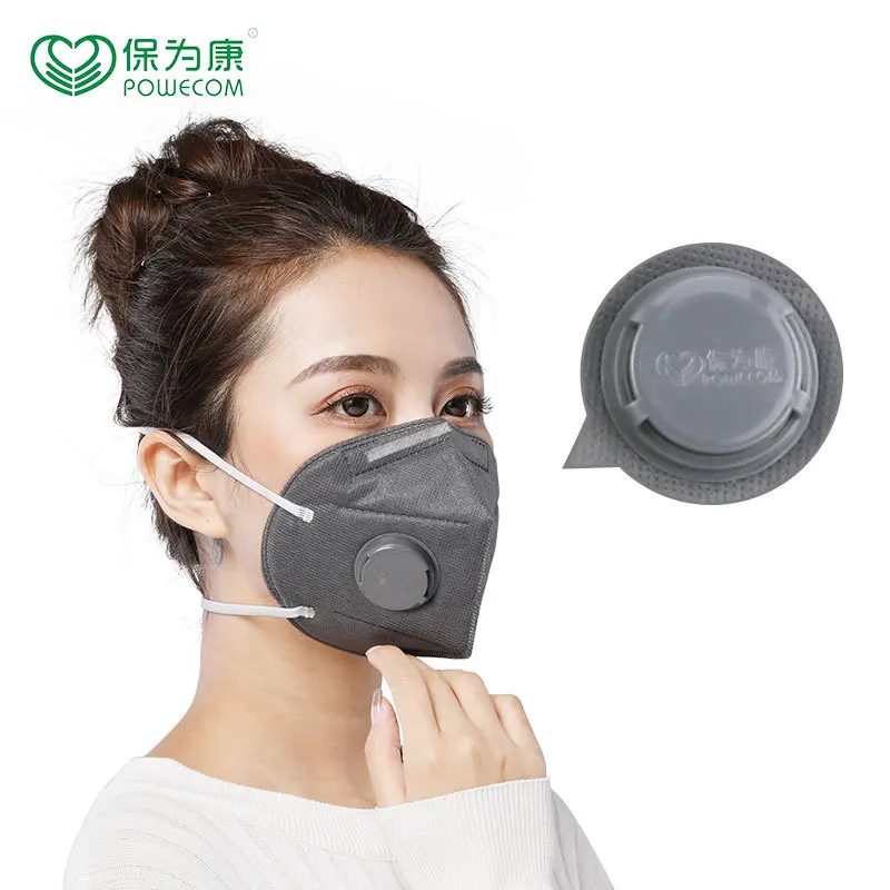 Powecom KN95 Facial Mask Activated Carbon 6 Layers Filtering Headband 1890V Breath Valve Individually Wrapped Industrial Dust