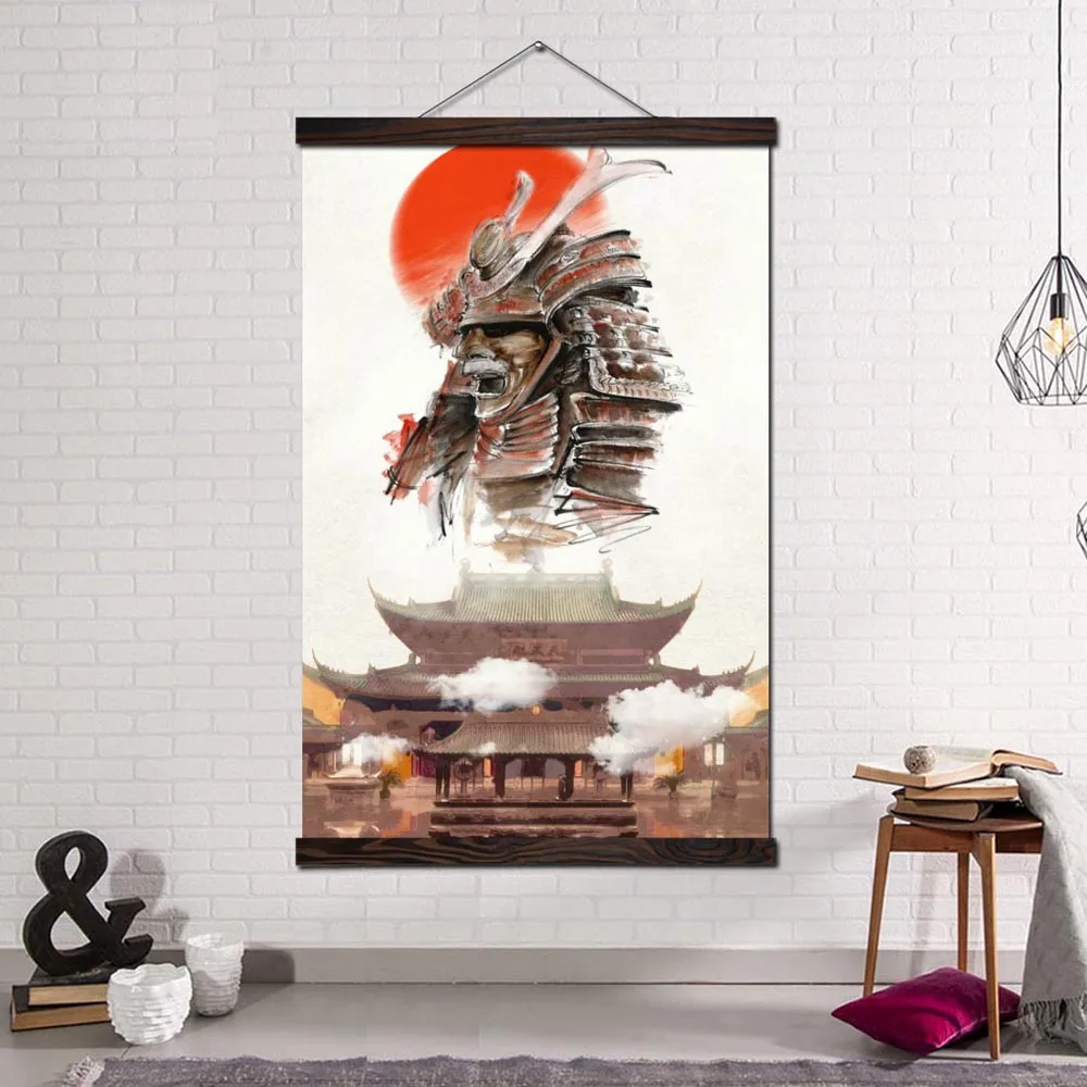 

Japanese Architecture Samurai Canvas Painting Prints and Posters Wall Pictures Frames Home Decoration