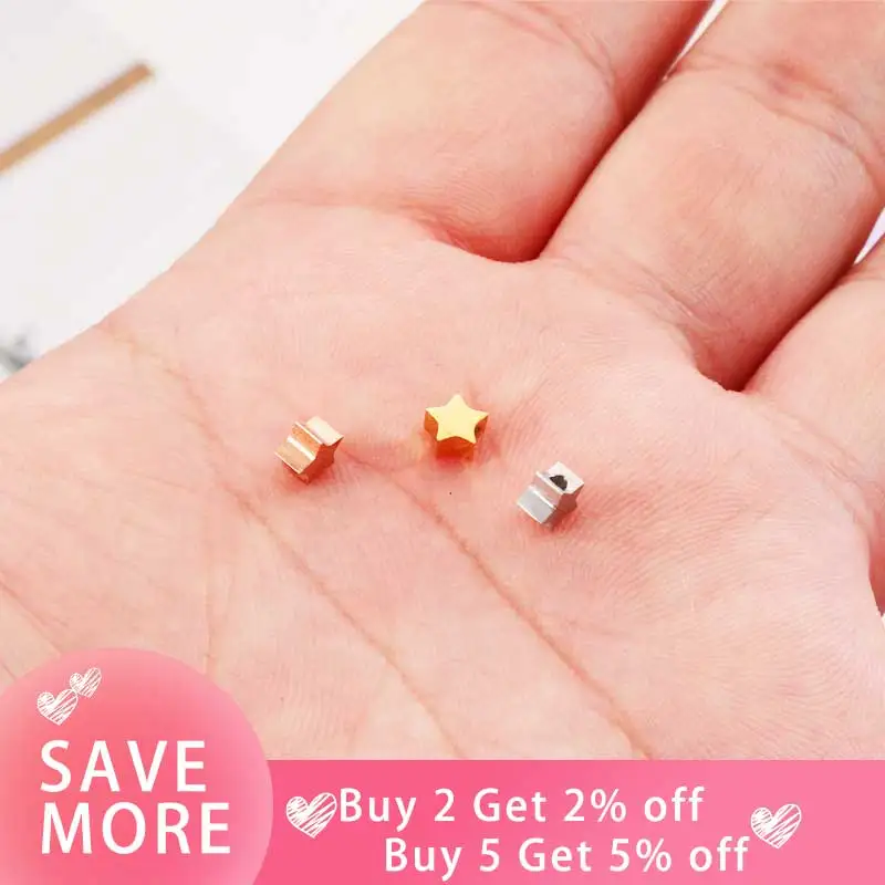 Fnixtar 1.2mm Hole Beads Charms Stainless Steel Small Star Polished Charms for Women DIY Choker Necklace Charm 3*5mm 20piece/lot