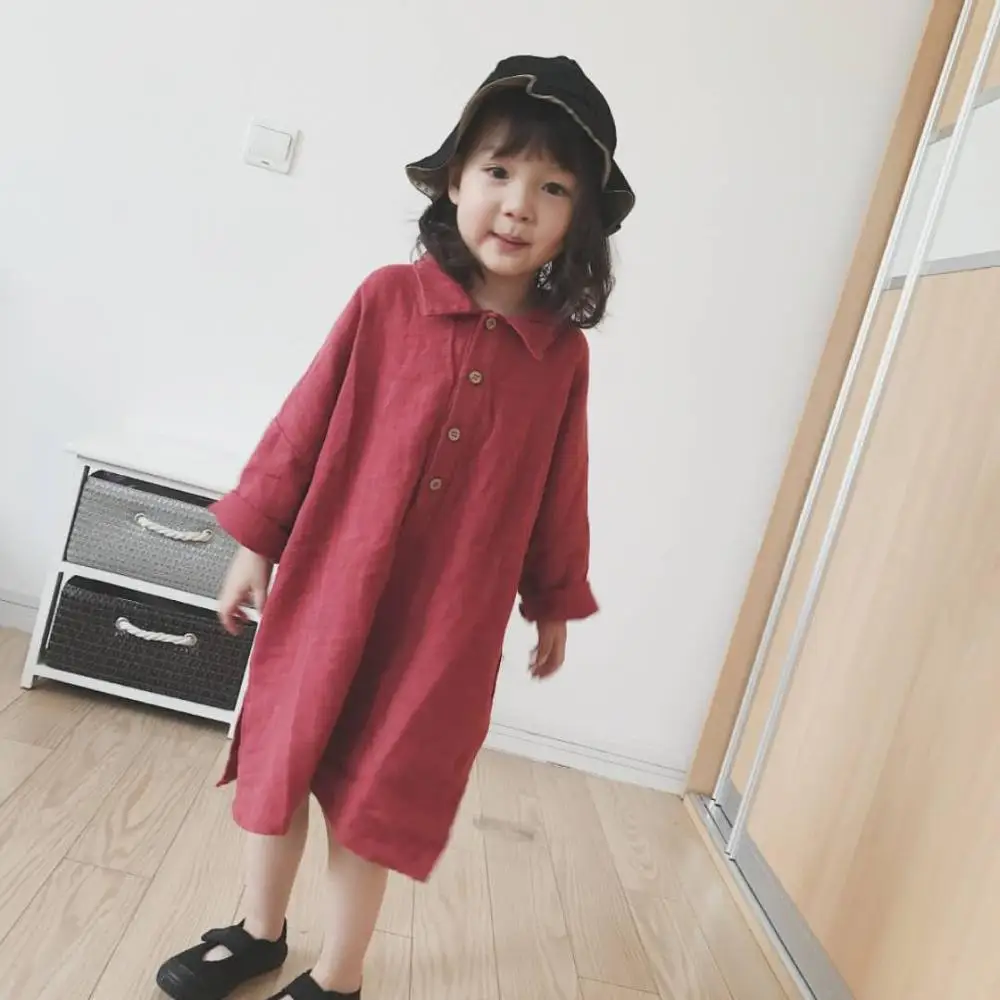 Girls\' Dress  Korean Style Loose Shirt Autumn New Children\'s Clothing 3-8 Years Old