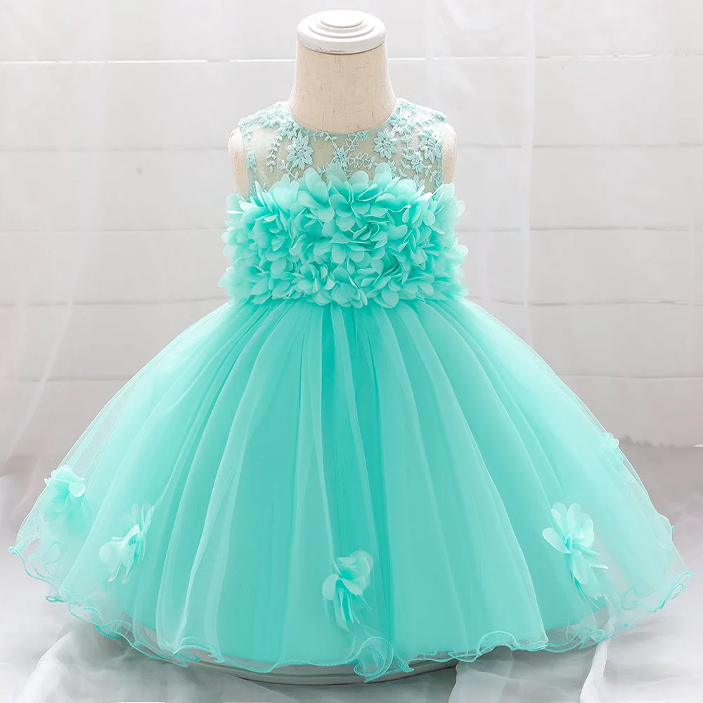 Baby Girl Frist Birthday Baptism Dresses Kids Lace Flower Dress for Little Girls Party Wedding Toddler Infant Christmas Clothing