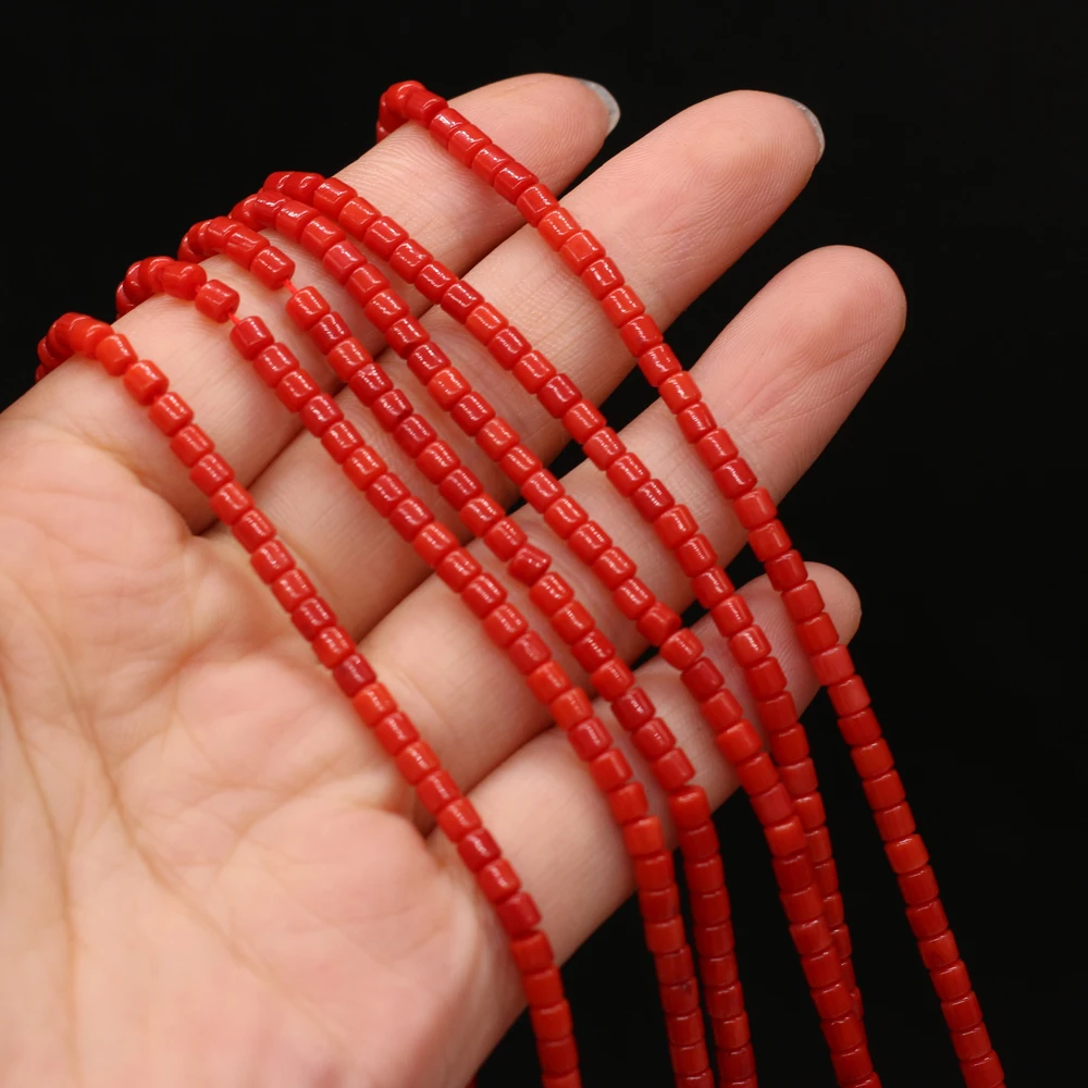 

3mm Hot Sale Natural Coral Beads Cylinder Small Loose Bead for Jewelry Making Handmade Necklace Bracelet Accessories