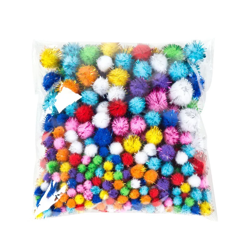 Sequins Pompom Ball Fur Ball Plush Mixed Color Creative Kids Handmade Material Glitter Pompoms Foam Ball DIY Craft Supplies 20g