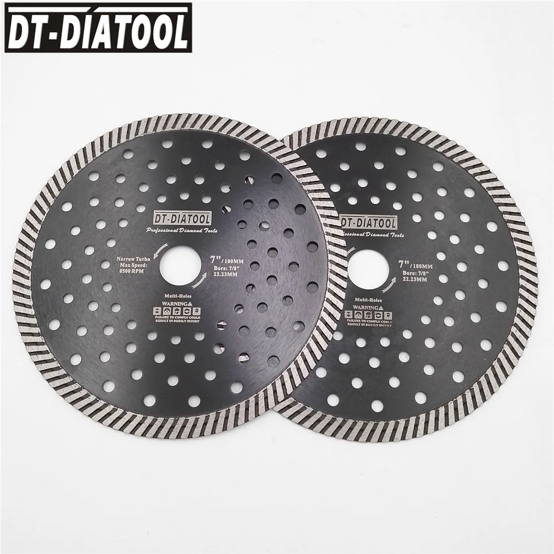 DT-DIATOOL 2pcs Dia 180mm/7inch Diamond Hot Pressed Narrow Diamond Turbo Blades Cutting Disc For Granite Marble Saw Blades