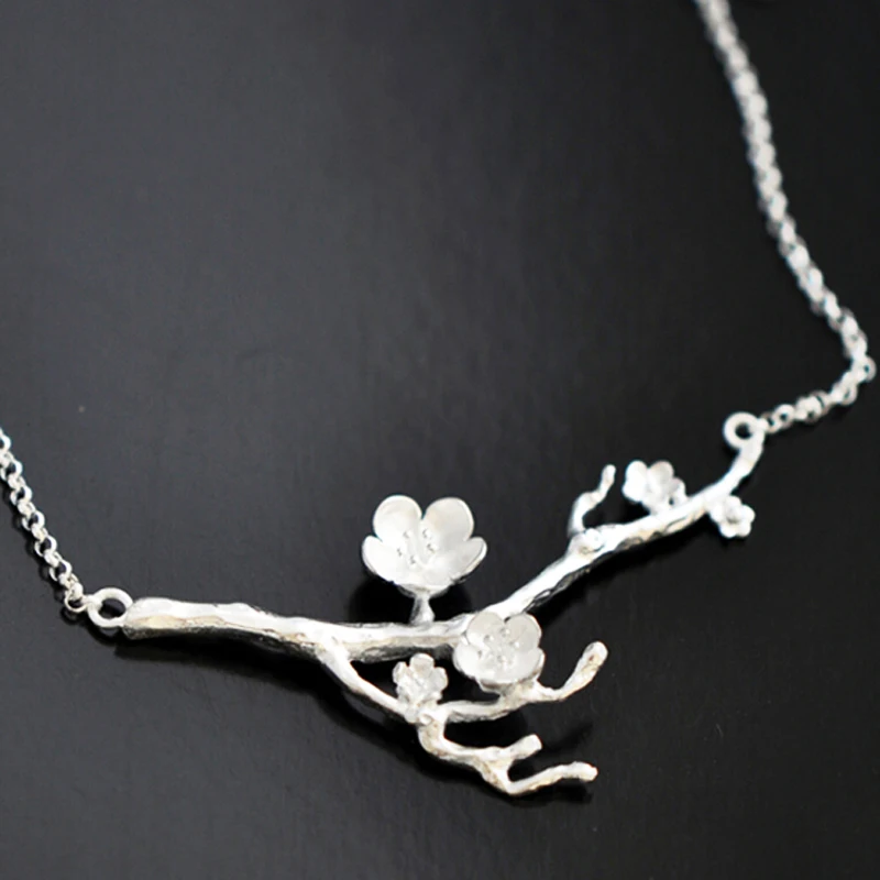 925 Sterling Silver  branches flower Necklaces & Pendants For Women High Quality Sterling-silver-jewelry